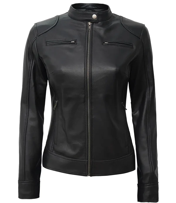 Dodge – Women’s Black Lambskin Leather Jacket | MLJ Edition - Modern Leather Jackets