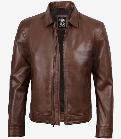 Mens Cognac Harrington Leather Jacket