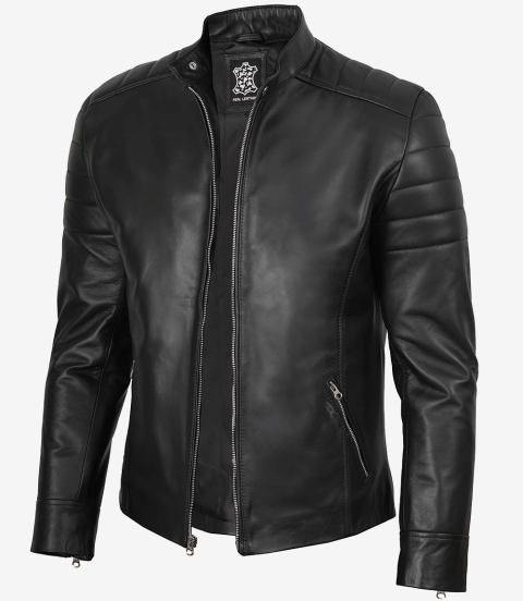 Men's Real Lambskin Leather Black Biker Style Jacket