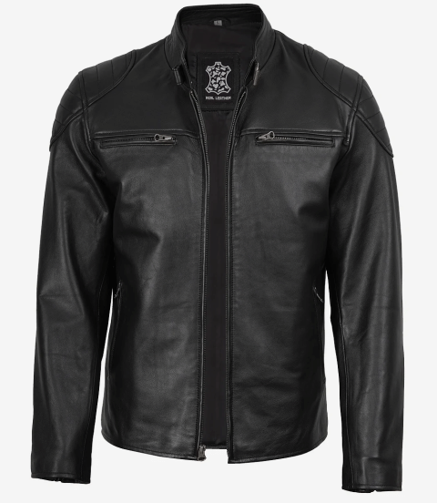 Men's Real Leather Black Biker Style Jacket
