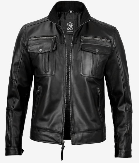 Men's Top Notch Black Biker Style Leather Jacket